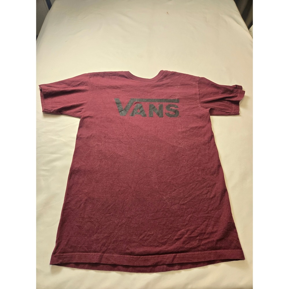 Vans Graphic T-Shirt Mens Small Maroon Excellent Short Sleeve Logo Tee